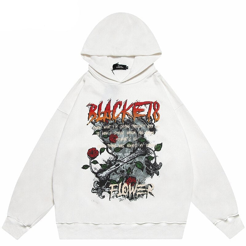 "Black Rose" Unisex Men Women Streetwear Graphic Hoodie