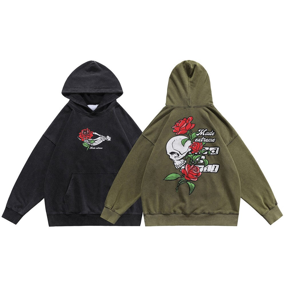 "One Rose" Graphic Unisex Streetwear Vintage Women Men Y2K Hoodie