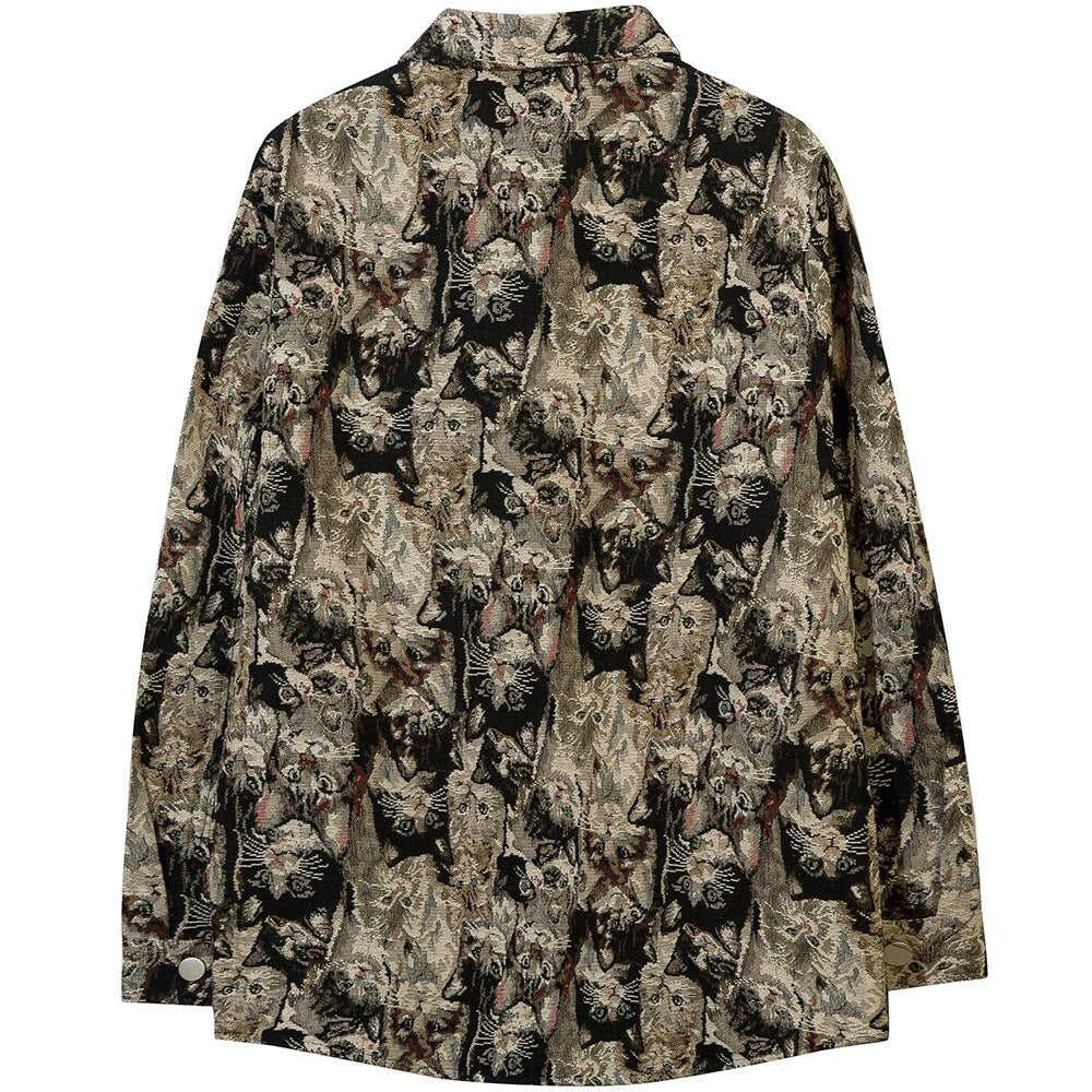 "Jungle Dreams" Graphic Unisex Streetwear Vintage Women Men Y2K Button Shirt