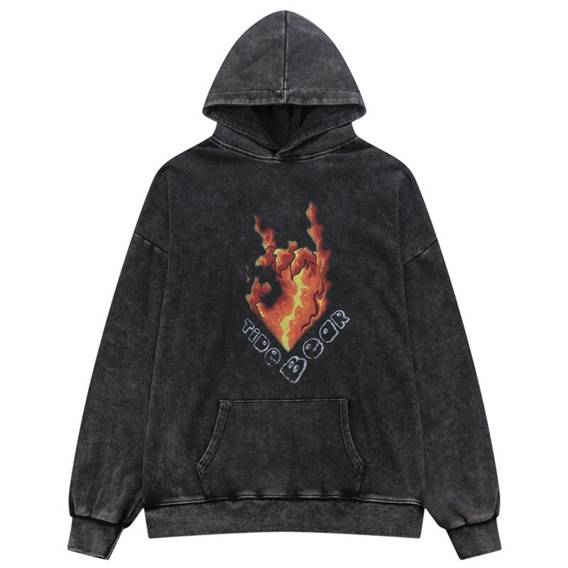 "Top Flame" Graphic Unisex Streetwear Vintage Women Men Y2K Hoodie