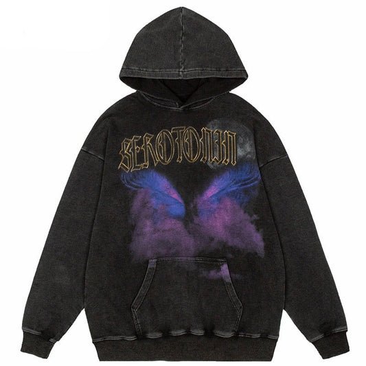 "Purple Bird" Graphic Unisex Streetwear Vintage Women Men Y2K Hoodie