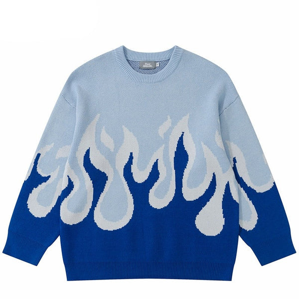 "Water & Fire" Graphic Unisex Streetwear Vintage Women Men Y2K Sweater