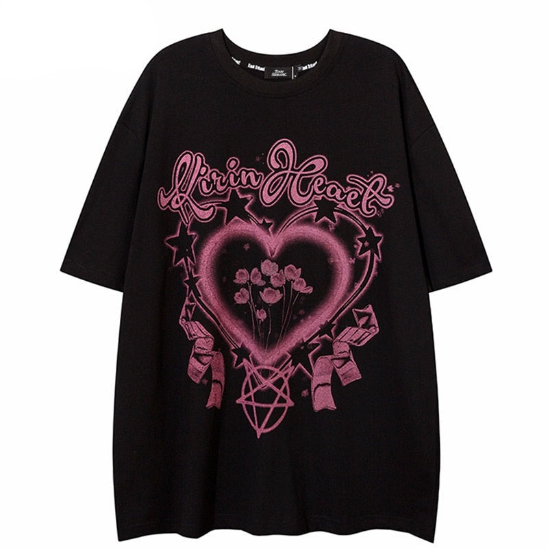 "Pink Garden" Graphic Unisex Streetwear Vintage Women Men Y2K T-Shirt