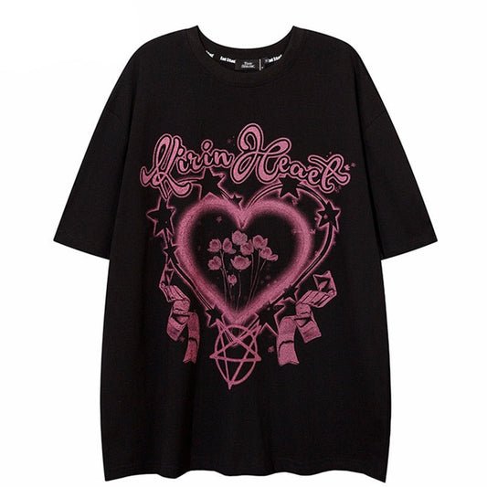 "Pink Garden" Graphic Unisex Streetwear Vintage Women Men Y2K T-Shirt