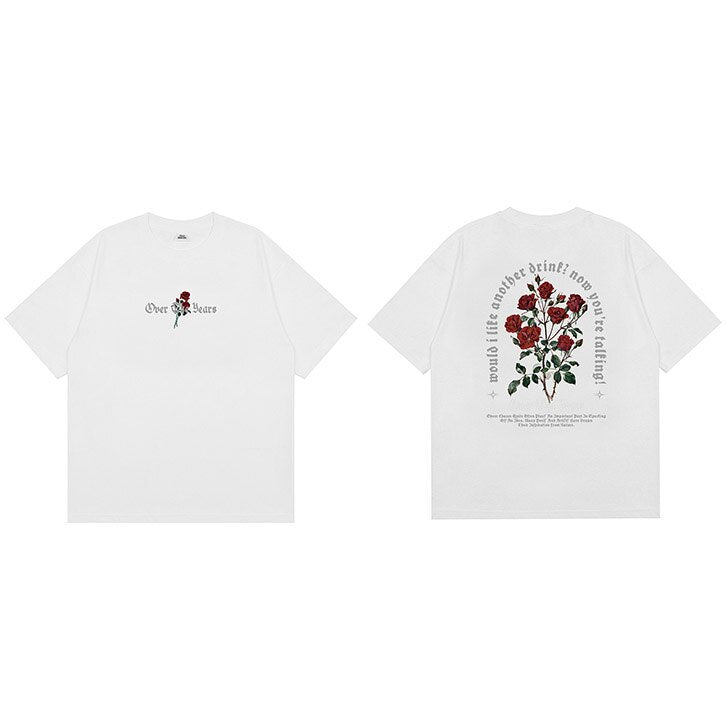 "Red Roses" Unisex Men Women Streetwear Graphic T-Shirt