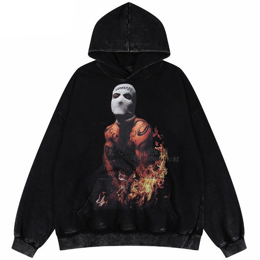 "Masked Blaze" Graphic Unisex Streetwear Vintage Women Men Y2K Hoodie