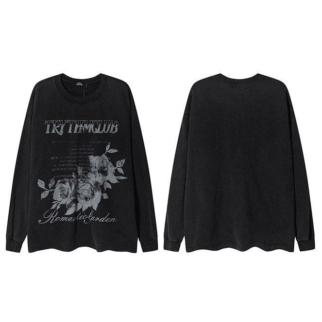 "Grey Roses" Unisex Men Women Streetwear Graphic Sweatshirt