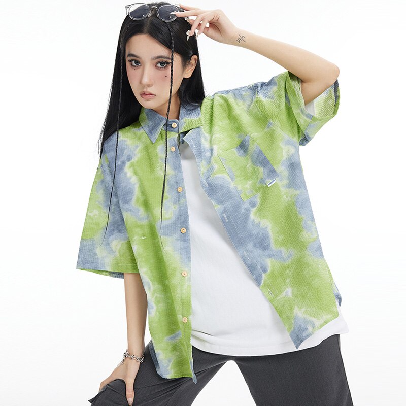 "Green Beach" Graphic Unisex Streetwear Women Men Y2K Shirt