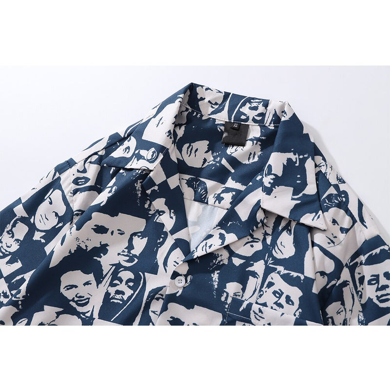 "Collage" Unisex Men Women Streetwear Button Up Shirt