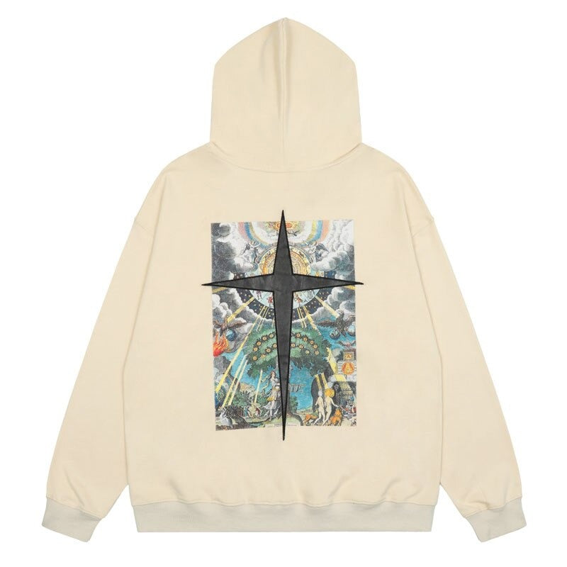 "Black Cross" Unisex Men Women Streetwear Graphic Hoodie