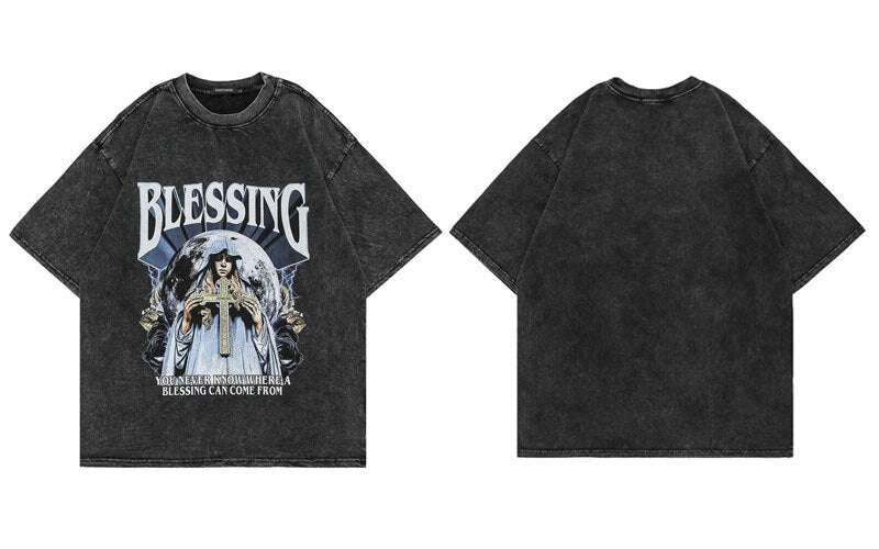 "Blessings Up" Unisex Men Women Streetwear Graphic T-Shirt