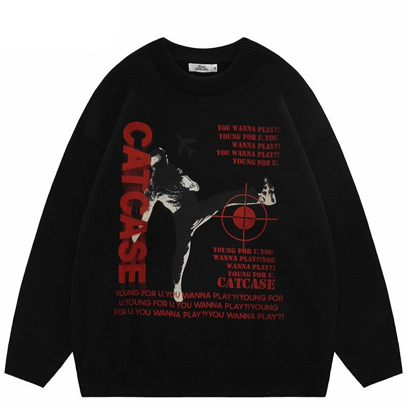 "Red Dot Sight" Graphic Unisex Streetwear Vintage Women Men Y2K Sweater