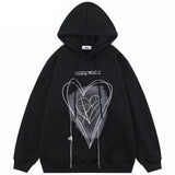 "White Hearted" Graphic Unisex Streetwear Vintage Women Men Y2K Hoodie