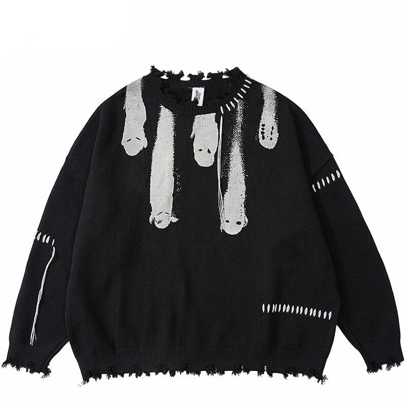 "Beige Ghost" Unisex Men Women Streetwear Graphic Sweater