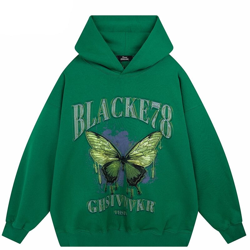 "Pink Butterfly" Graphic Unisex Streetwear Vintage Women Men Y2K Hoodie