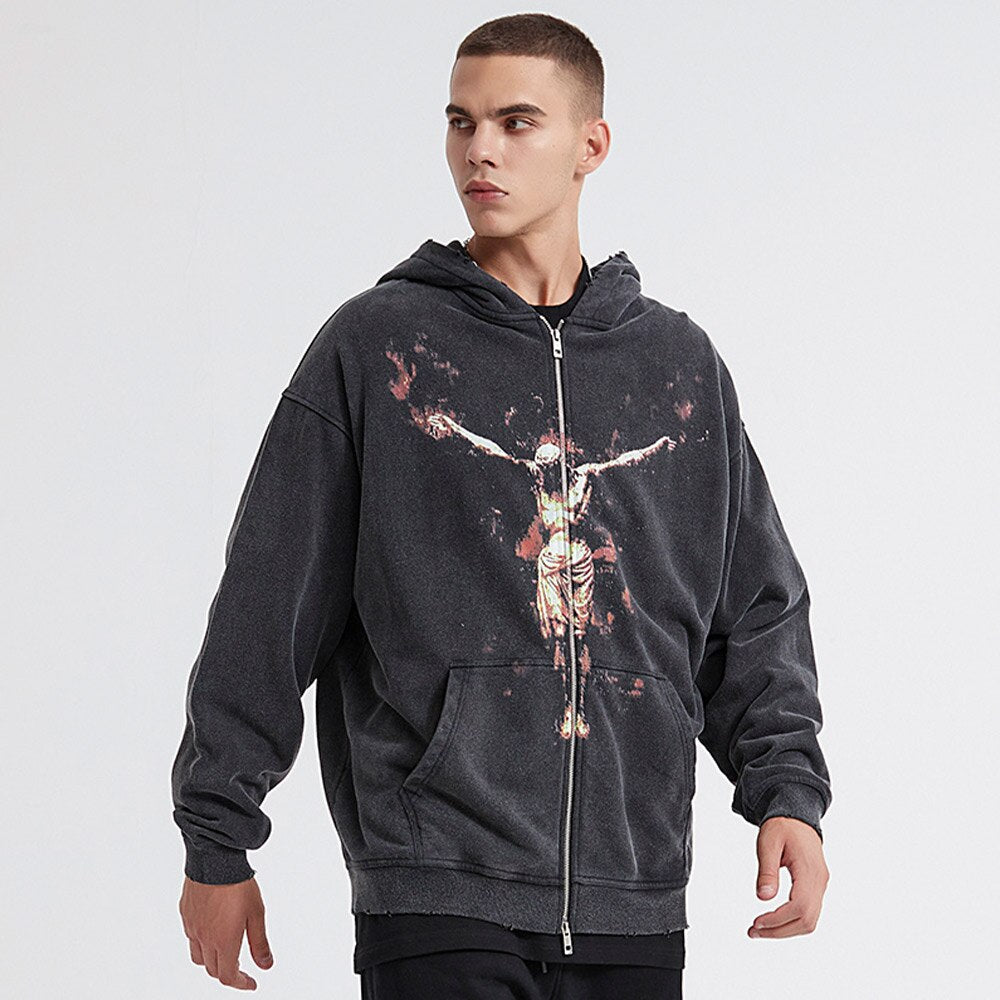 "Fire On Fire" Unisex Men Women Streetwear Graphic Hoodie