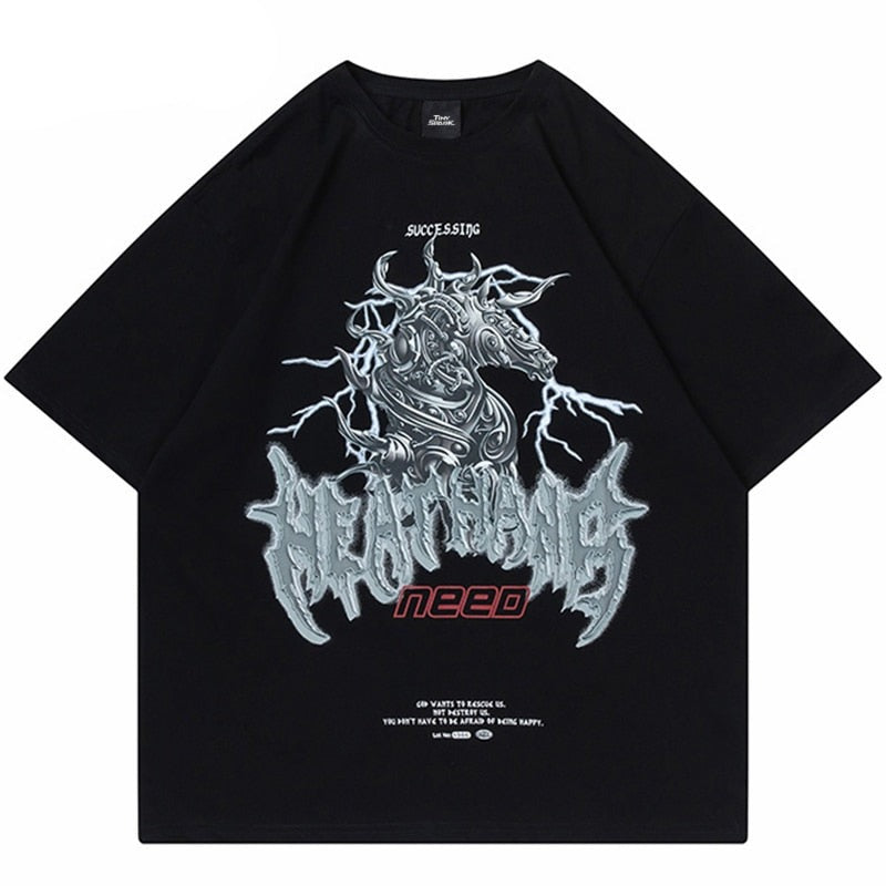 "Grey Dragon" Graphic Unisex Streetwear Women Men Y2K T-Shirt