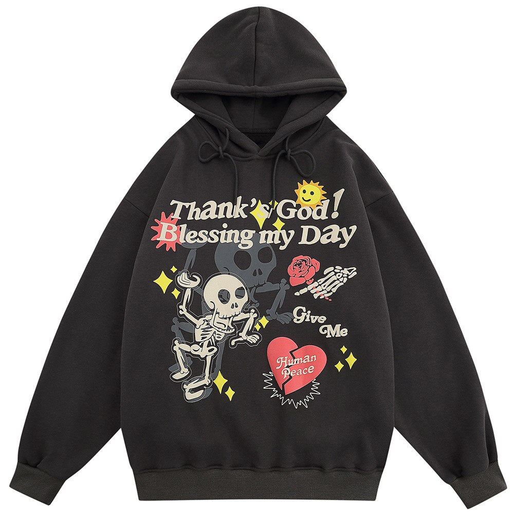 "Thank You" Graphic Unisex Streetwear Vintage Women Men Y2K Hoodie