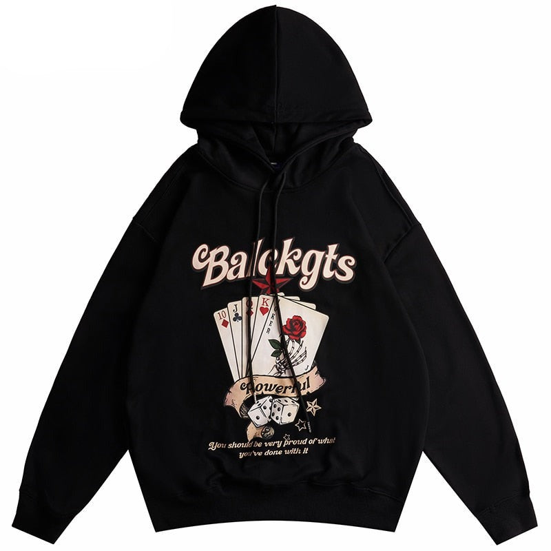 "Poker Face" Graphic Unisex Streetwear Vintage Women Men Y2K Hoodie