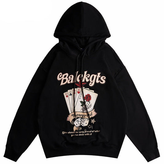 "Poker Face" Graphic Unisex Streetwear Vintage Women Men Y2K Hoodie