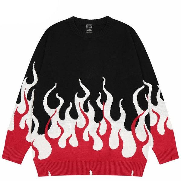 "White Flame" Unisex Men Women Streetwear Graphic Sweater