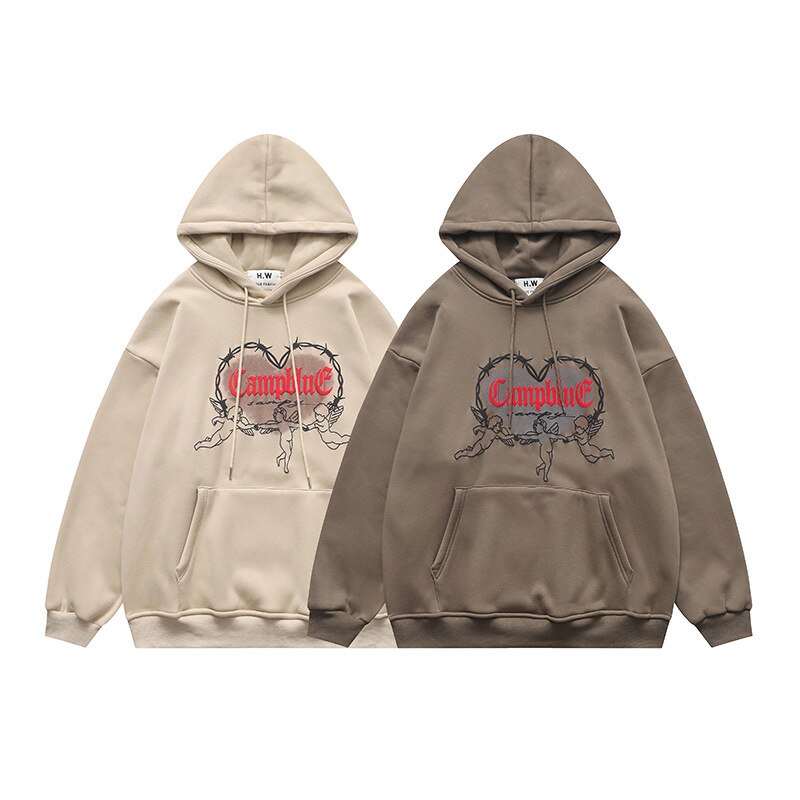 "Grey Heart" Graphic Unisex Streetwear Women Men Y2K Hoodie