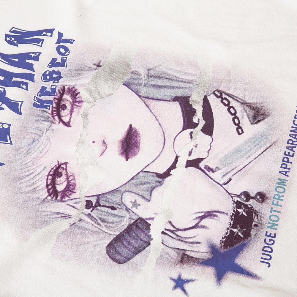 "Purple Smile" Graphic Unisex Streetwear Vintage Women Men Y2K T-Shirt