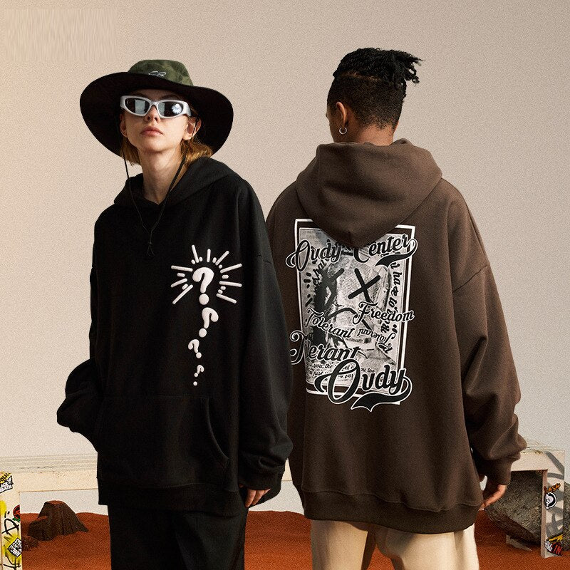 "Over Worked" Graphic Unisex Streetwear Vintage Women Men Y2K Hoodie