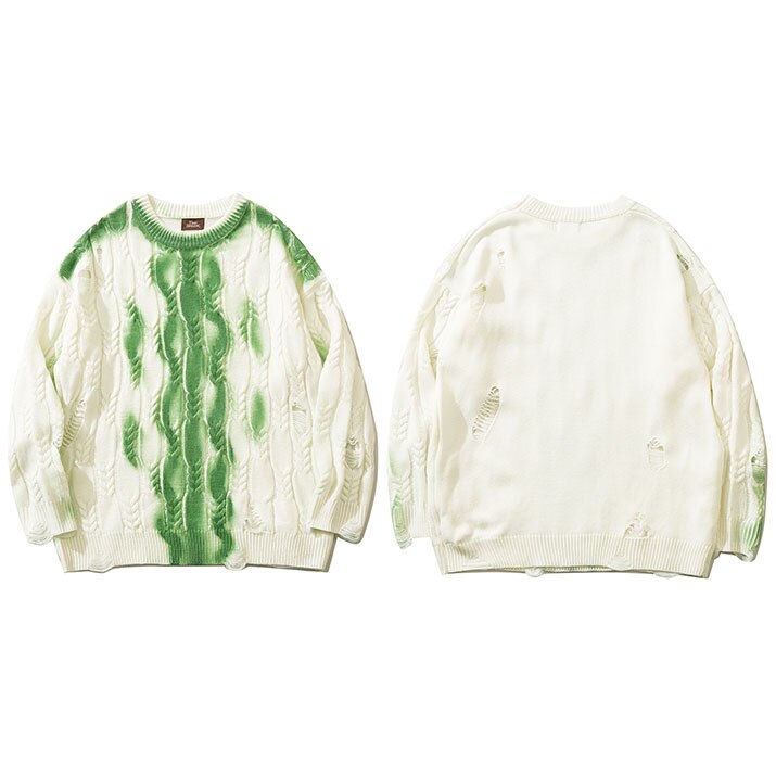 "Green Rainbow" Graphic Unisex Streetwear Women Men Y2K Sweater