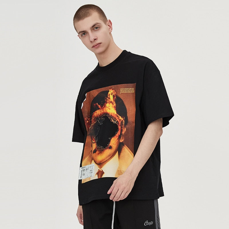 "Burning Flame" Unisex Men Women Streetwear Graphic T-Shirt