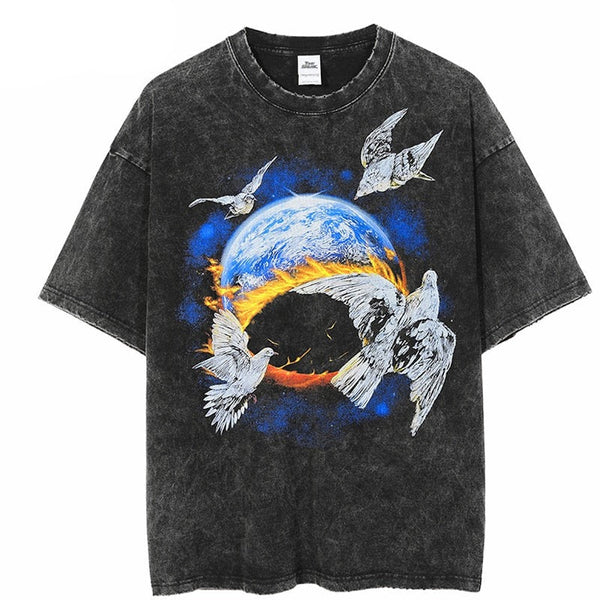 "Around The Globe" Unisex Men Women Streetwear Graphic T-Shirt