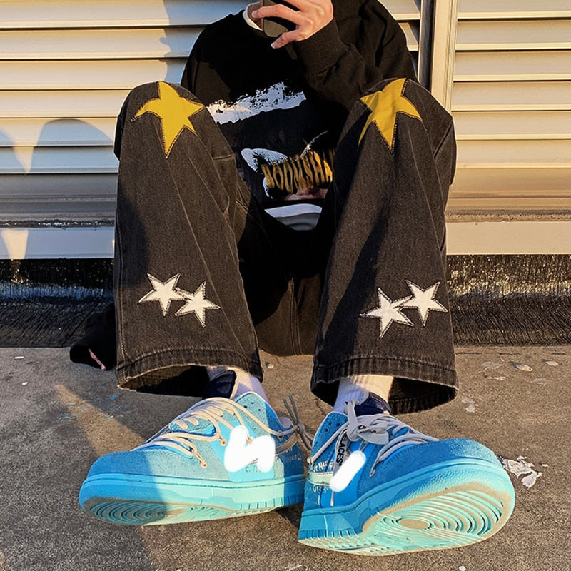 "Street Style" Graphic Unisex Streetwear Vintage Women Men Y2K Denim Jeans