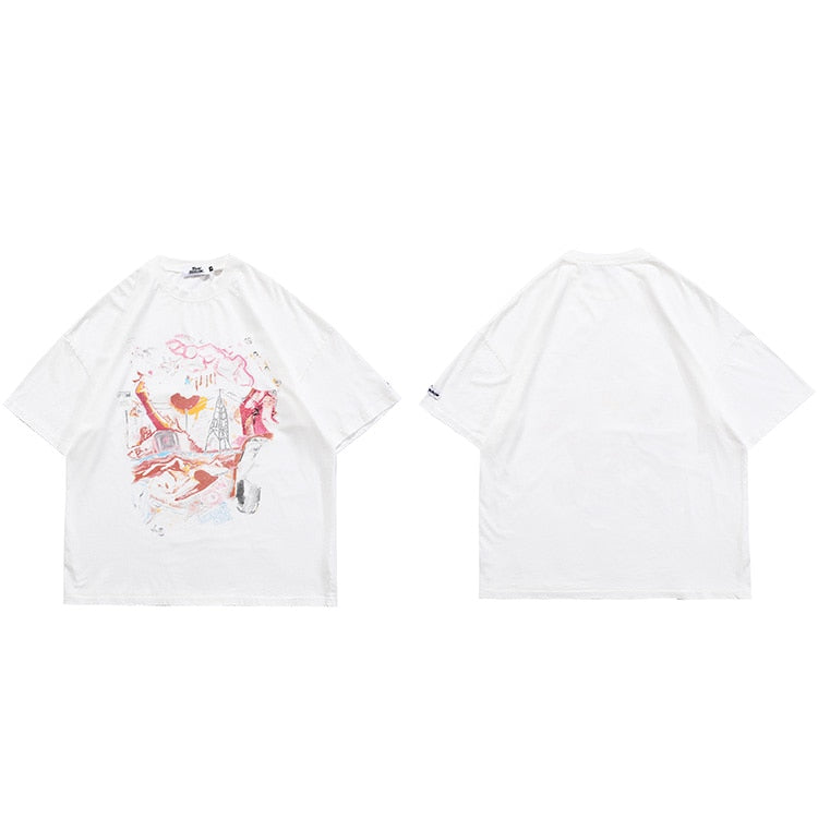 "Roller Coaster" Graphic Unisex Streetwear Vintage Women Men Y2K T-Shirt