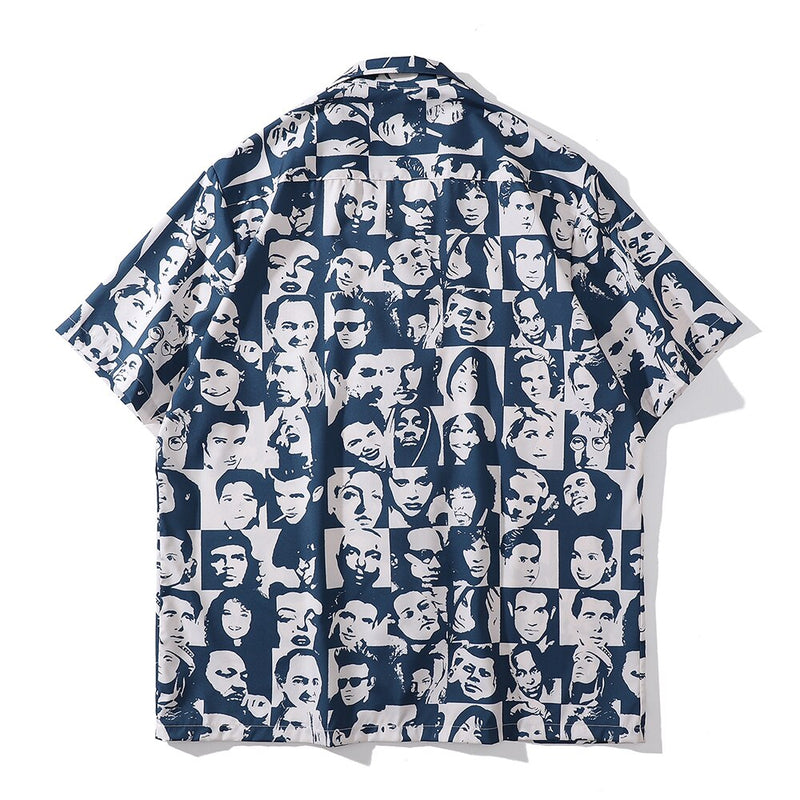 "Collage" Unisex Men Women Streetwear Button Up Shirt