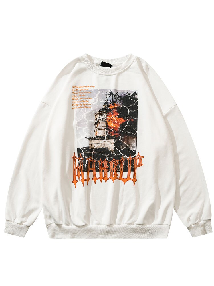 "Mansion In Flames" Graphic Unisex Streetwear Vintage Women Men Y2K Sweatshirt