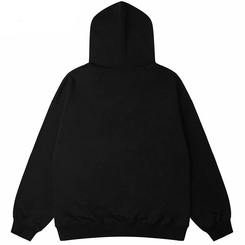 Oversized vintage hoodie with gothic and Y2K graphic design, relaxed streetwear silhouette, and retro urban aesthetic built for daily wear and layered outfits.