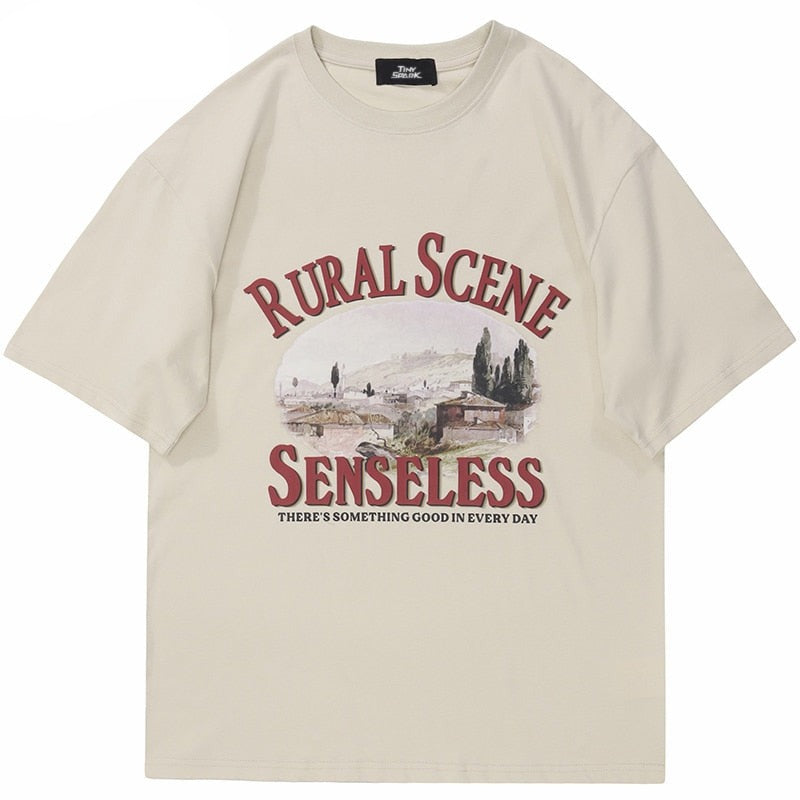 "Rural Scene" Graphic Unisex Streetwear Vintage Women Men Y2K T-Shirt