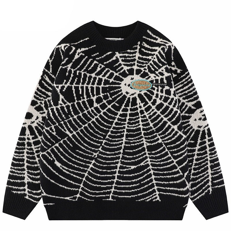 "Spider Web" Graphic Unisex Streetwear Vintage Women Men Y2K Sweater