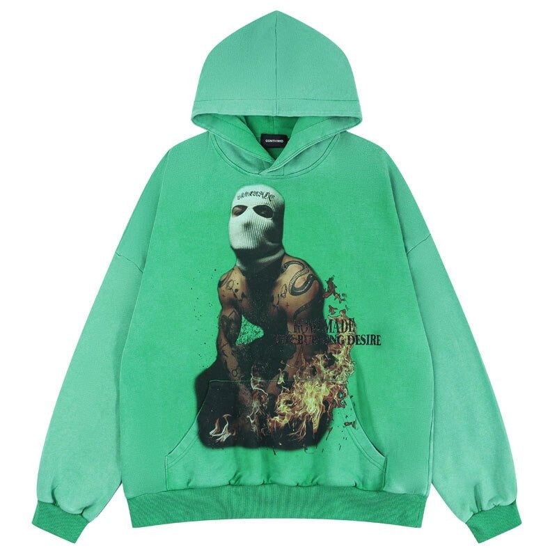 "Standing In Fire" Graphic Unisex Streetwear Vintage Women Men Y2K Hoodie