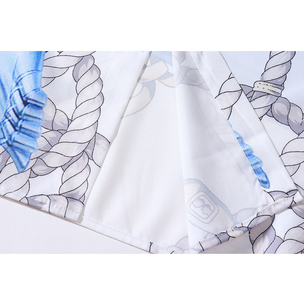 "Blue Queen" Unisex Men Women Streetwear Button Shirt