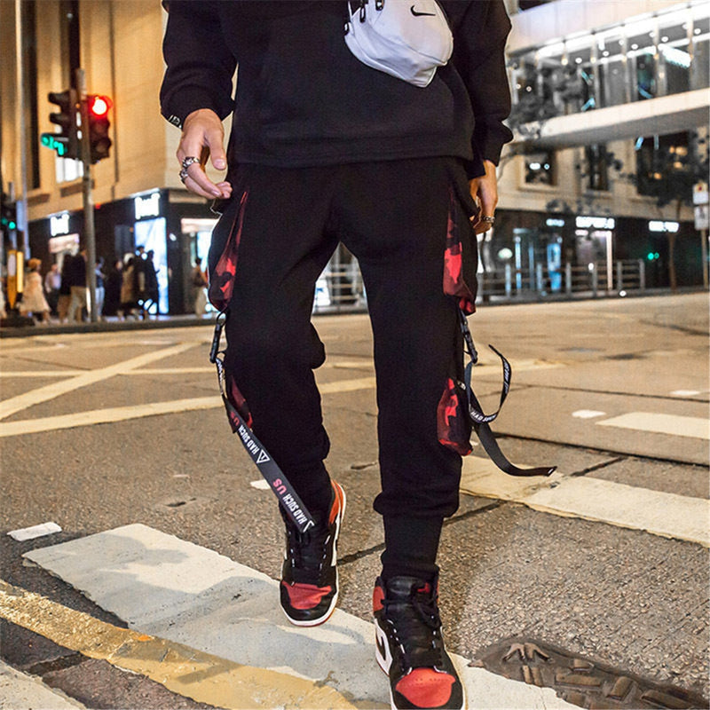 "Red Lines" Graphic Unisex Streetwear Women Men Y2K Tactical Joggers