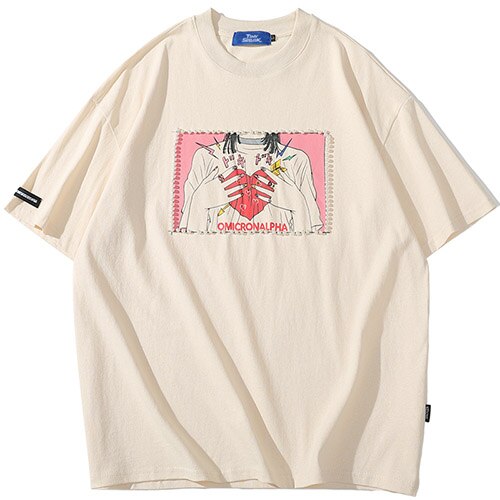 "Red Heart" Graphic Unisex Streetwear Vintage Women Men Y2K T-Shirt