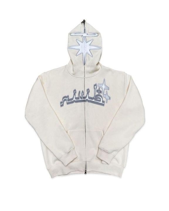 Streetwear hoodie featuring vaporwave futuristic prints and grunge influence, soft feel and easy drape, designed for expressive alternative looks and comfort.