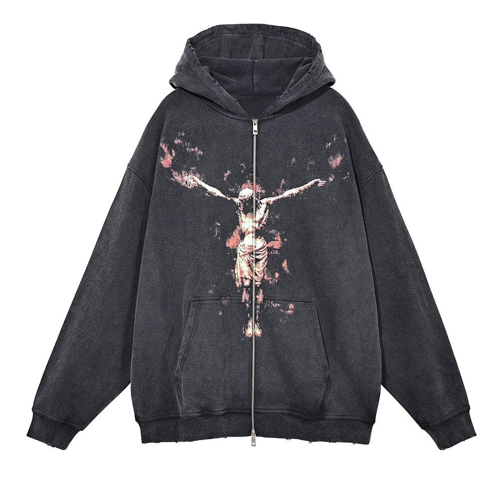 "Fire On Fire" Unisex Men Women Streetwear Graphic Hoodie