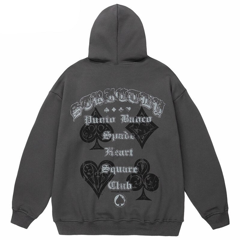 "Deck Of Cards" Graphic Unisex Streetwear Vintage Women Men Y2K Hoodie