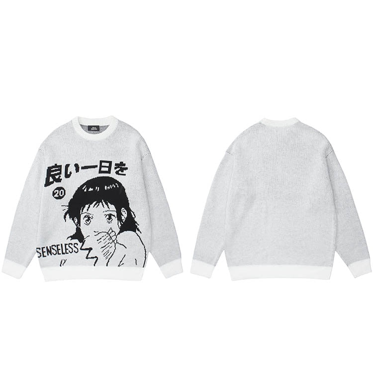 "Makes More Sense" Graphic Unisex Streetwear Vintage Women Men Y2K Sweater