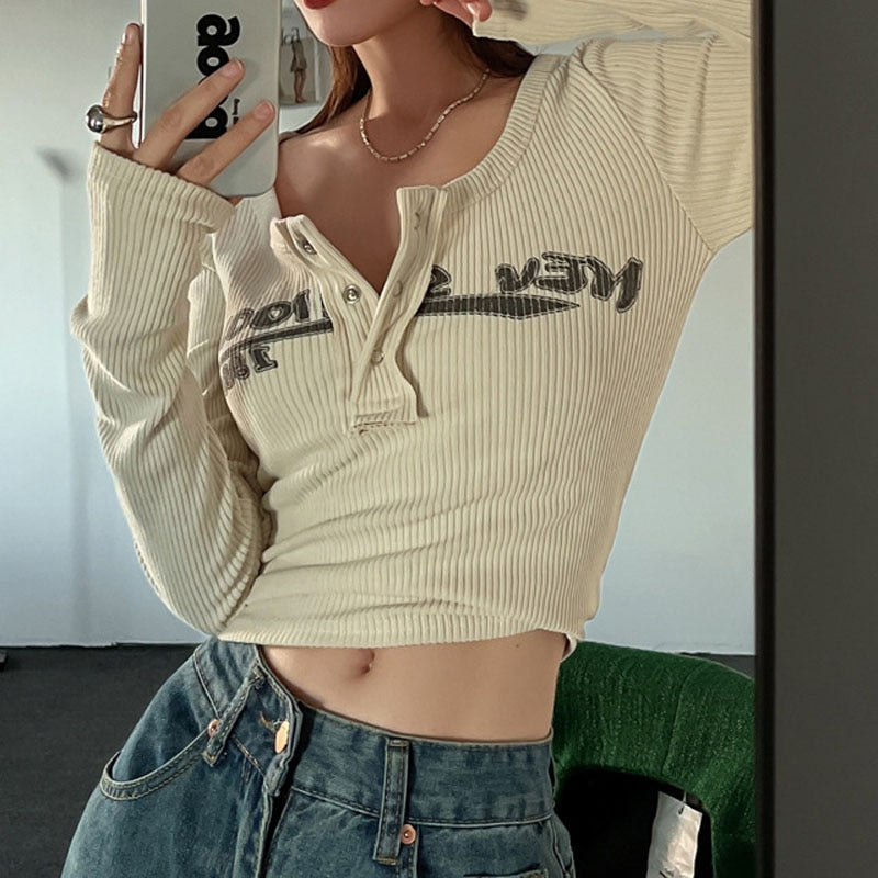 "One Portrait" Women Vintage Long Sleeve Streetwear Sweatshirt