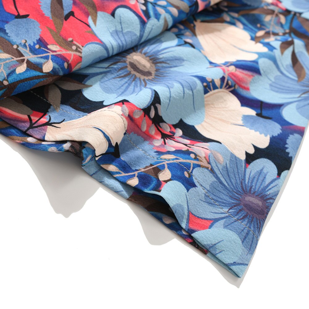 "Blue Garden" Graphic Unisex Men Women Streetwear Button Shirt