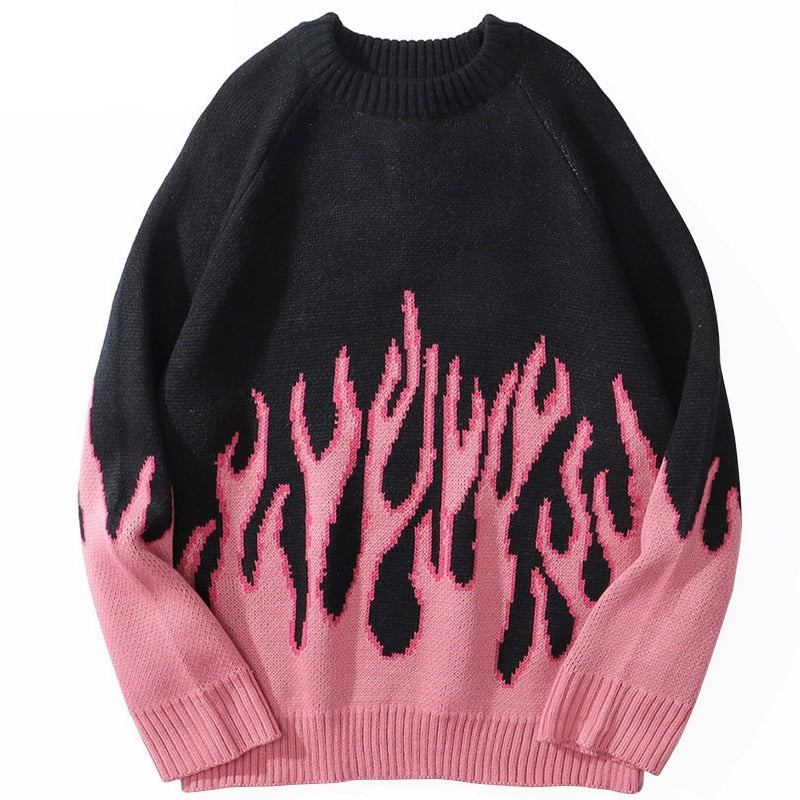 "Blue Flame" Unisex Men Women Streetwear Graphic Sweater