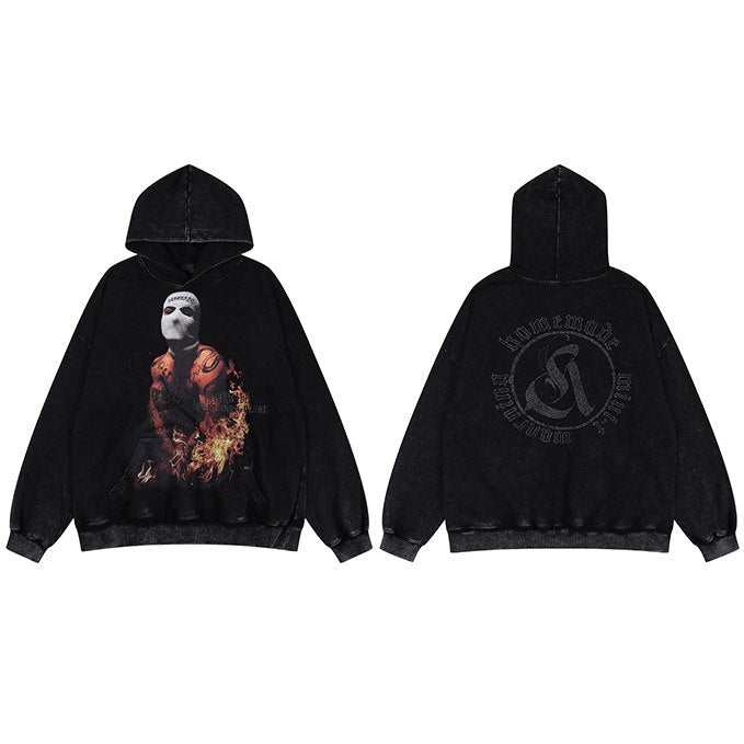 "Masked Blaze" Graphic Unisex Streetwear Vintage Women Men Y2K Hoodie